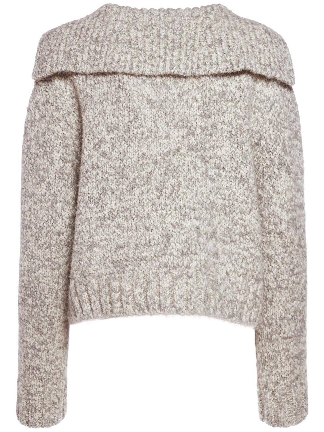 Shop Bottega Veneta Alpaca Blend Cardigan In Chalk,grey