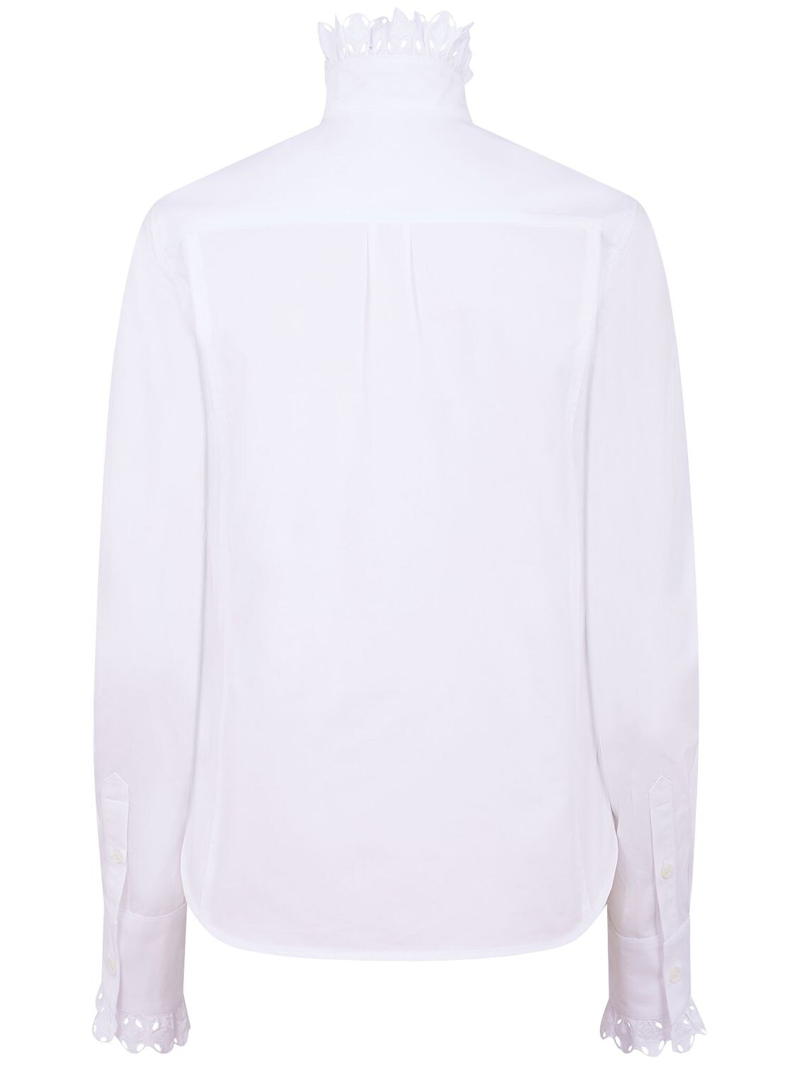 Shop Rabanne Cotton Poplin Shirt W/ Broderie Details In Optic White
