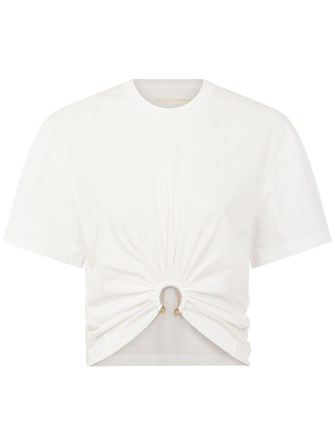 Cotton Jersey Drape Keyhole Crop T-shirt – WOMEN > CLOTHING > T-SHIRTS