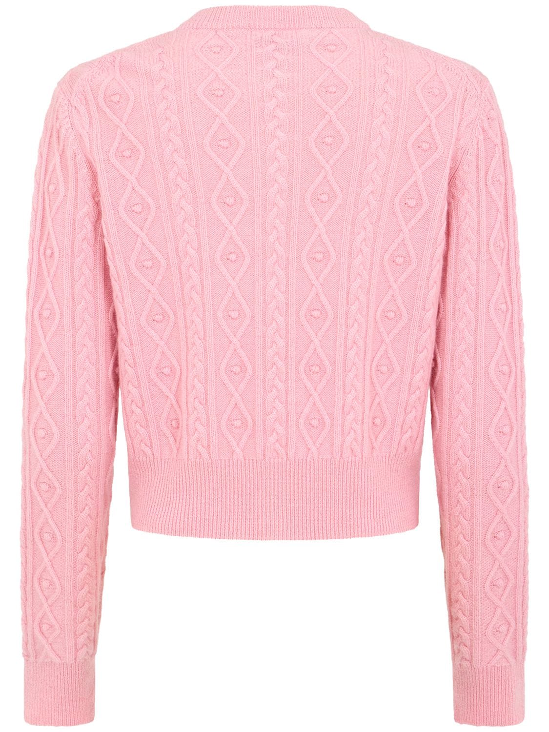 Shop Rabanne Wool & Cashmere Knit Cardigan W/crystals In Pink
