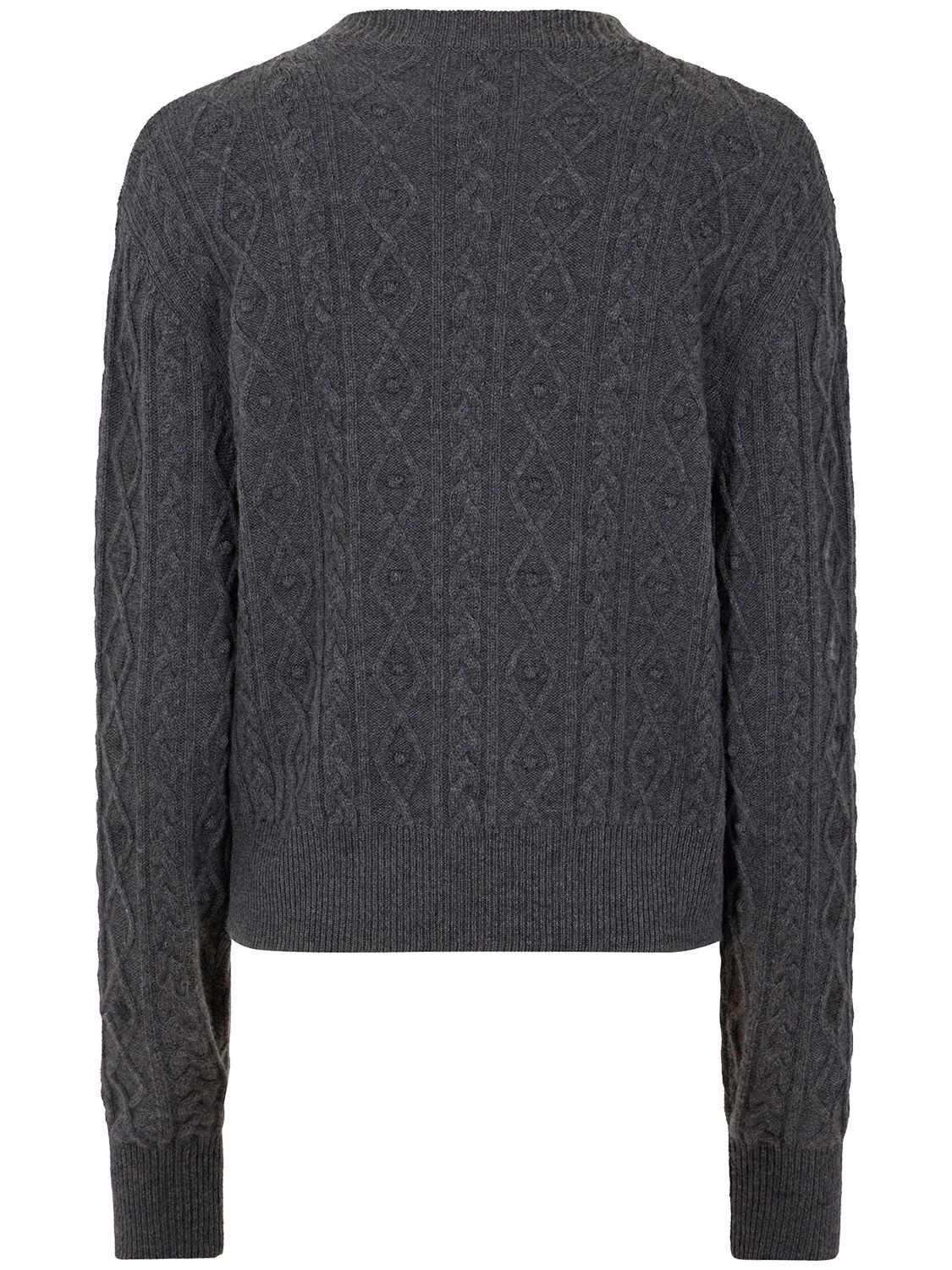Shop Rabanne Wool & Cashmere Knit Sweater W/crystals In Grey
