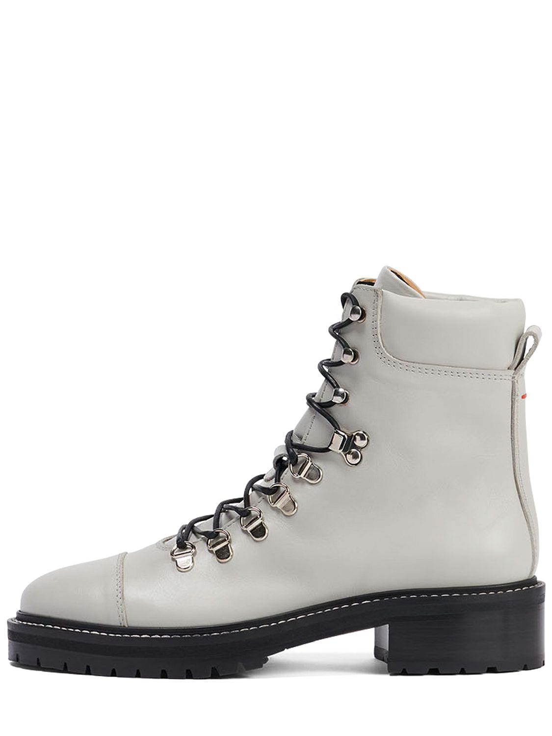 Aeyde 45mm Fiona Leather Hiking Boots In Chalk