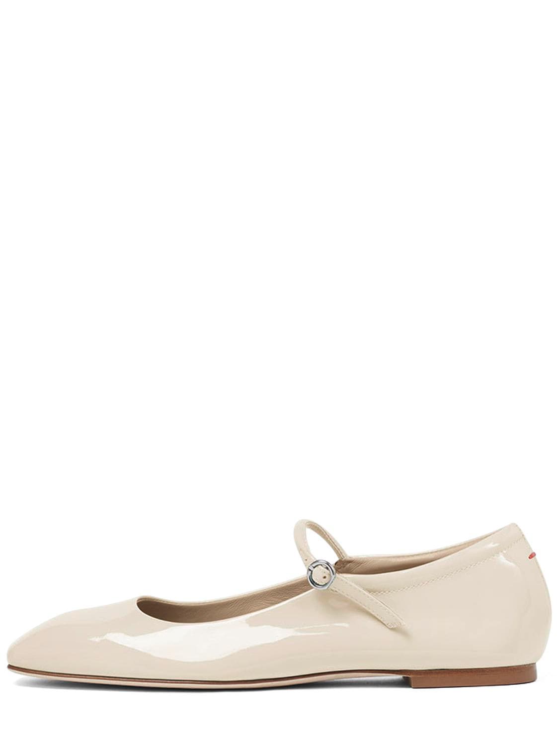 Shop Aeyde 10mm Uma Patent Leather Flats In Creamy
