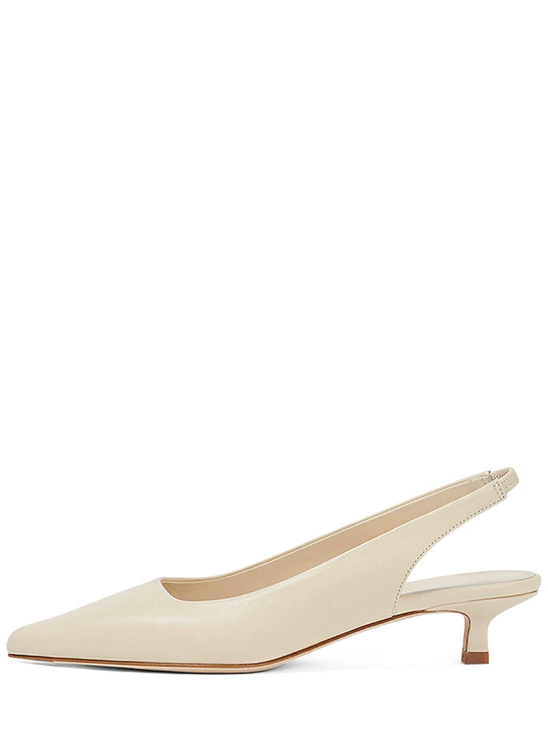 Aeyde 35mm Valerie Leather Slingbacks In Creamy