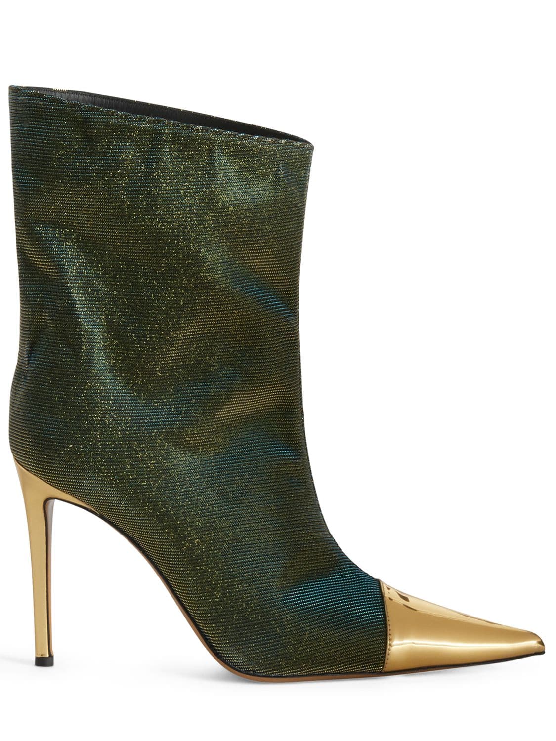 Alexandre Vauthier 105mm Lurex & Leather Boots In Khaki,gold