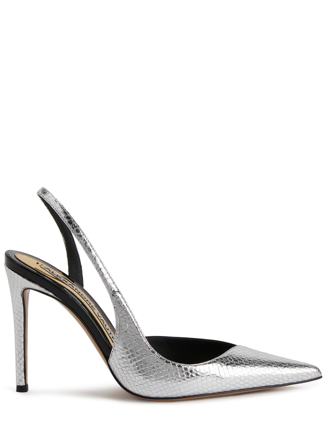 Alexandre Vauthier 105mm Croc Embossed Leather Slingbacks In Silver