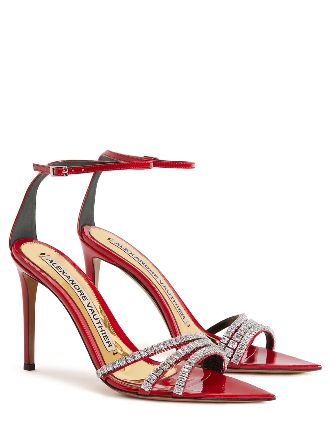 Shop Alexandre Vauthier 105mm Patent Leather Sandals In Red