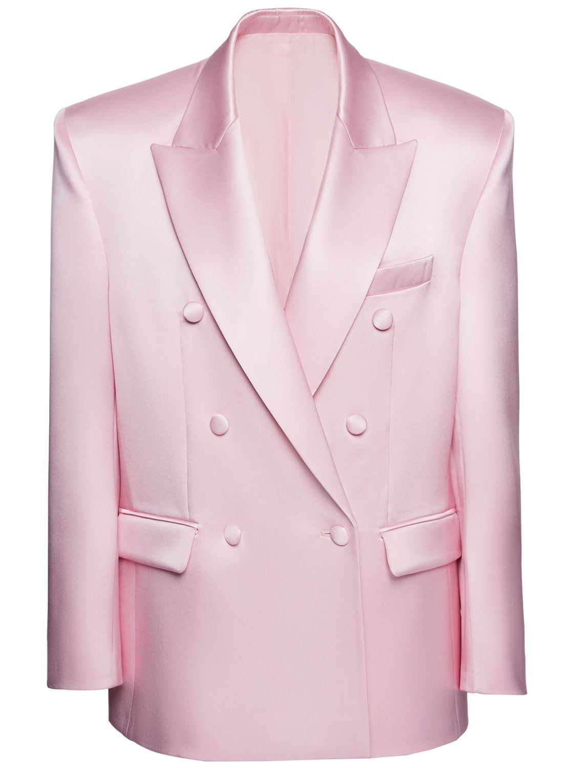 Magda Butrym Silk Satin Oversized Blazer Jacket In Pink