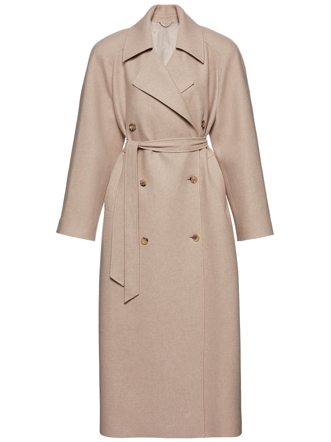 Shop Magda Butrym Belted Cashmere Long Coat In Beige