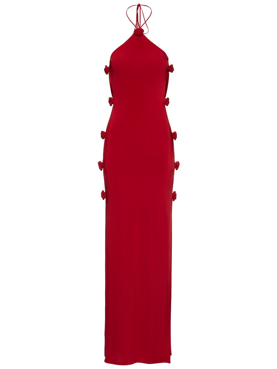 Magda Butrym 3d Roses Cutout Jersey Long Dress In Red