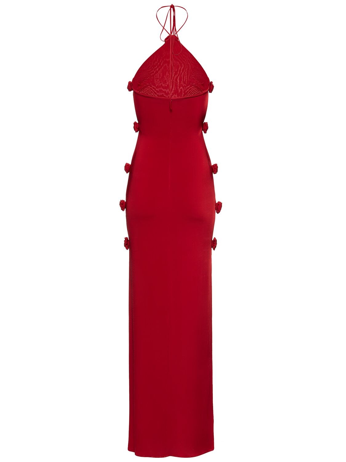 Shop Magda Butrym 3d Roses Cutout Jersey Long Dress In Red