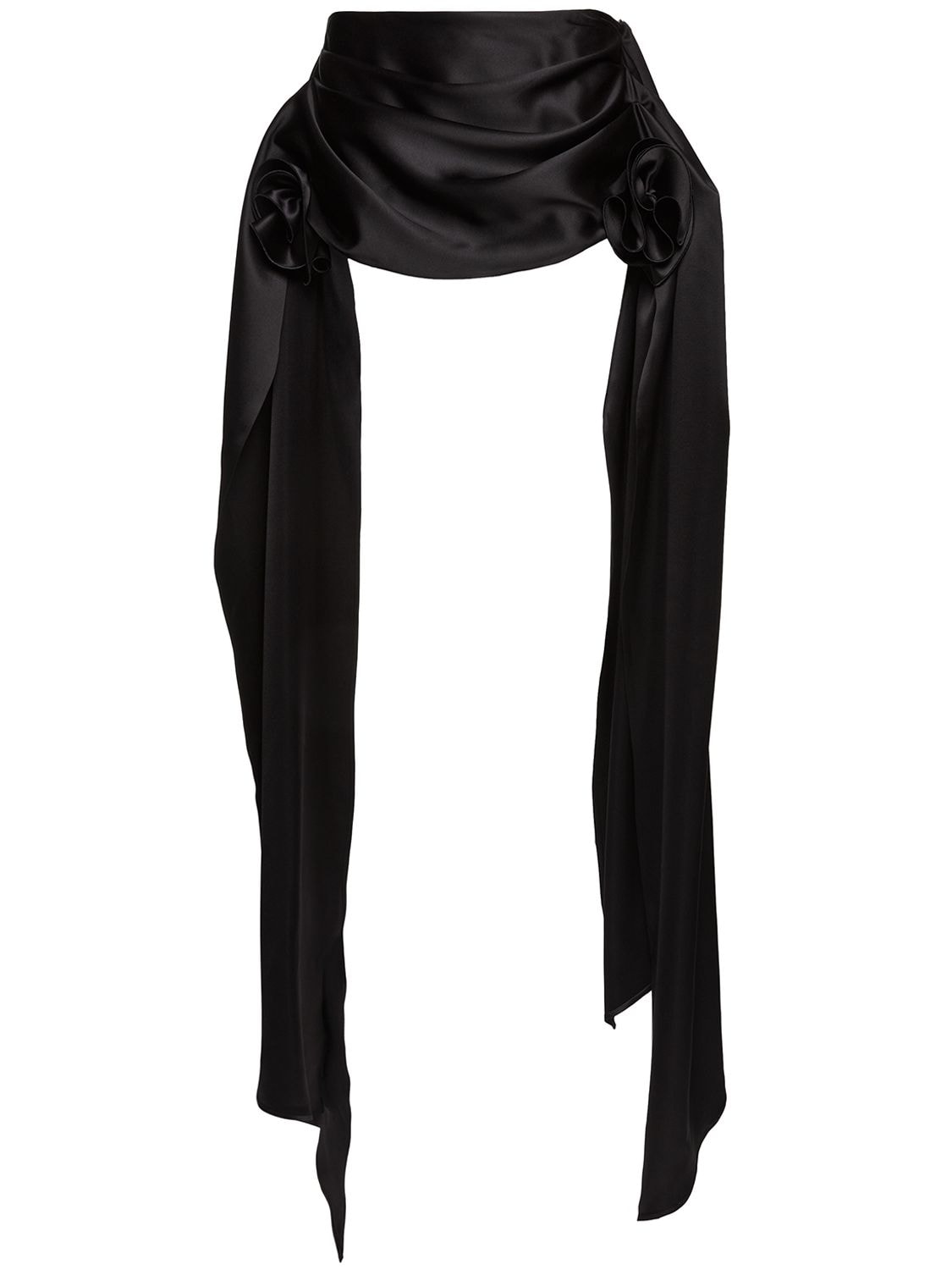 Magda Butrym Double Sash Draped Silk Miniskirt In Black