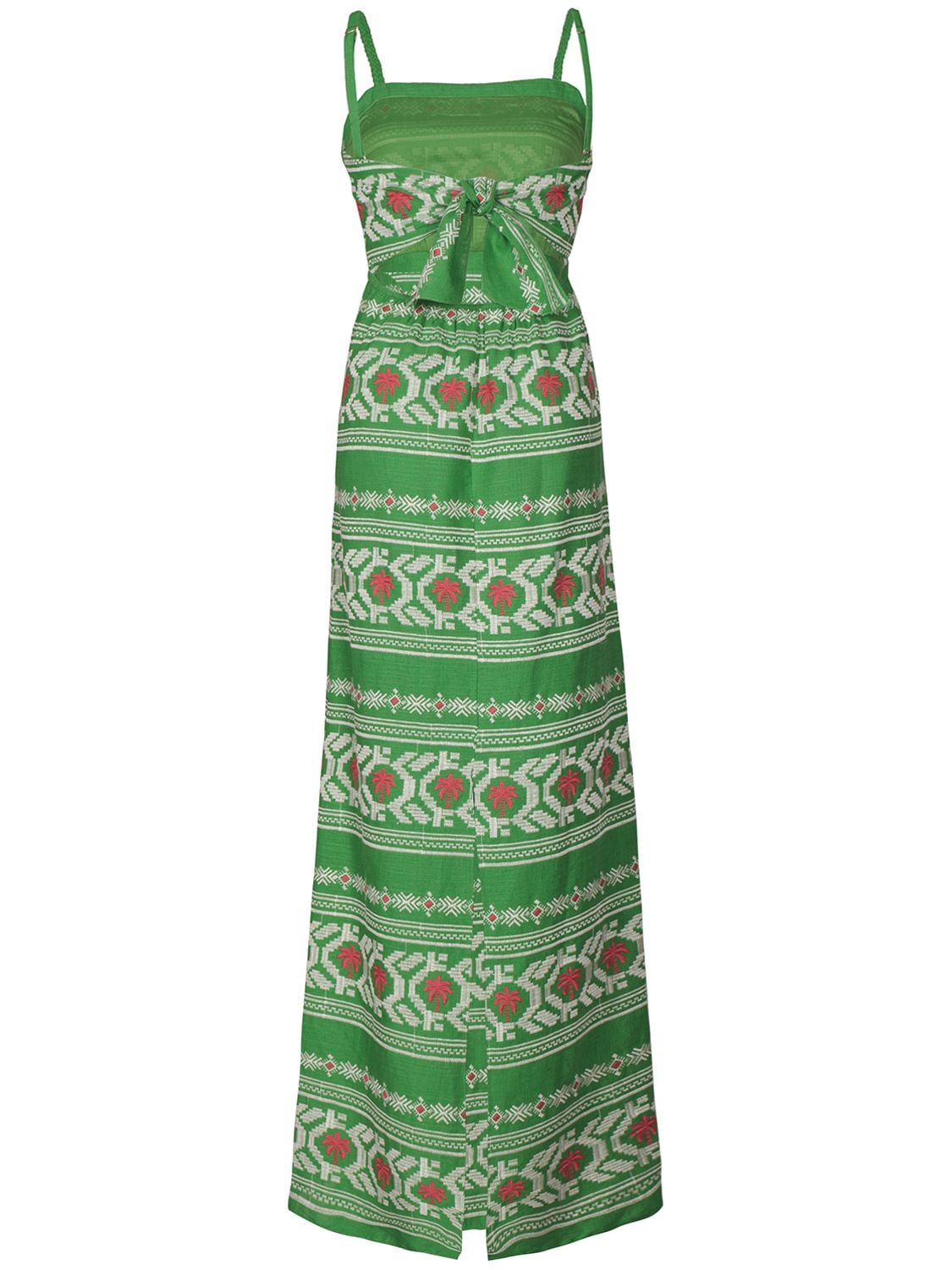 Shop Johanna Ortiz Riberena Embroideredcanvas Long Dress In Multicolor