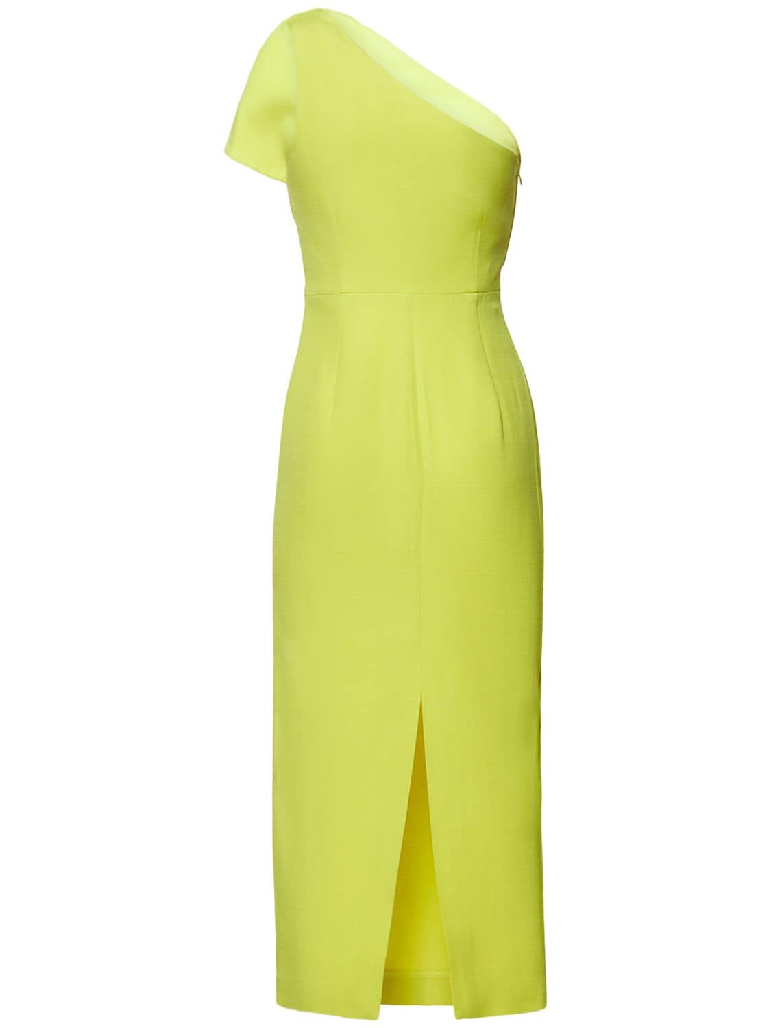 Shop Roland Mouret Asymmetric Silk & Wool Midi Dress In Yellow
