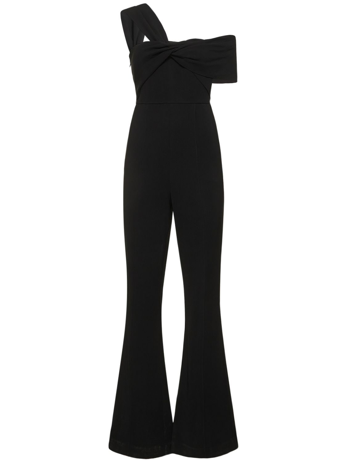 Shop Roland Mouret Asymmetric Stretch Viscose Cady Jumpsuit In Black