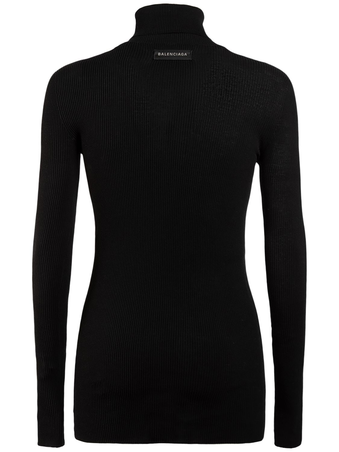 Shop Balenciaga Seamless Fitted Cotton Sweater In Black