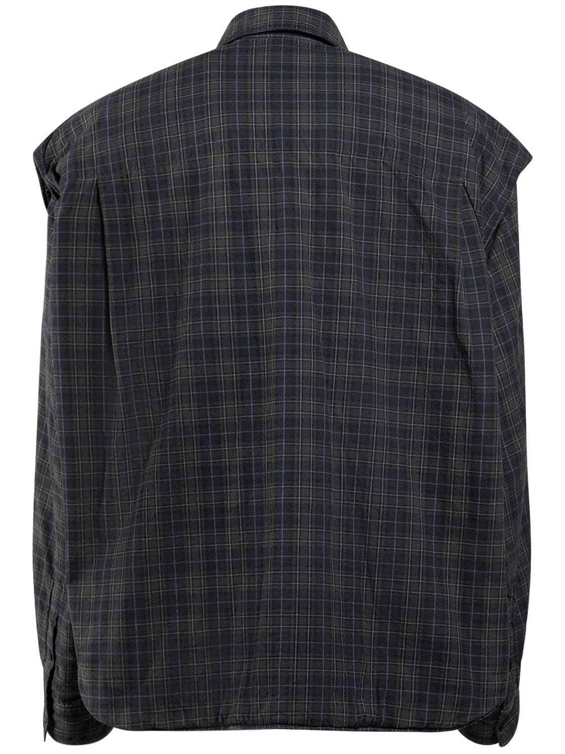 Shop Balenciaga Detachable Sleeves Cotton Shirt In Grey,khaki