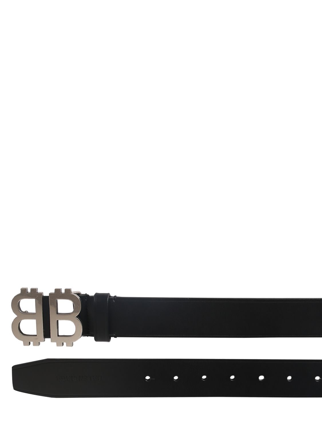 Shop Balenciaga 3.5cm Crypto Bb Leather Belt In Black