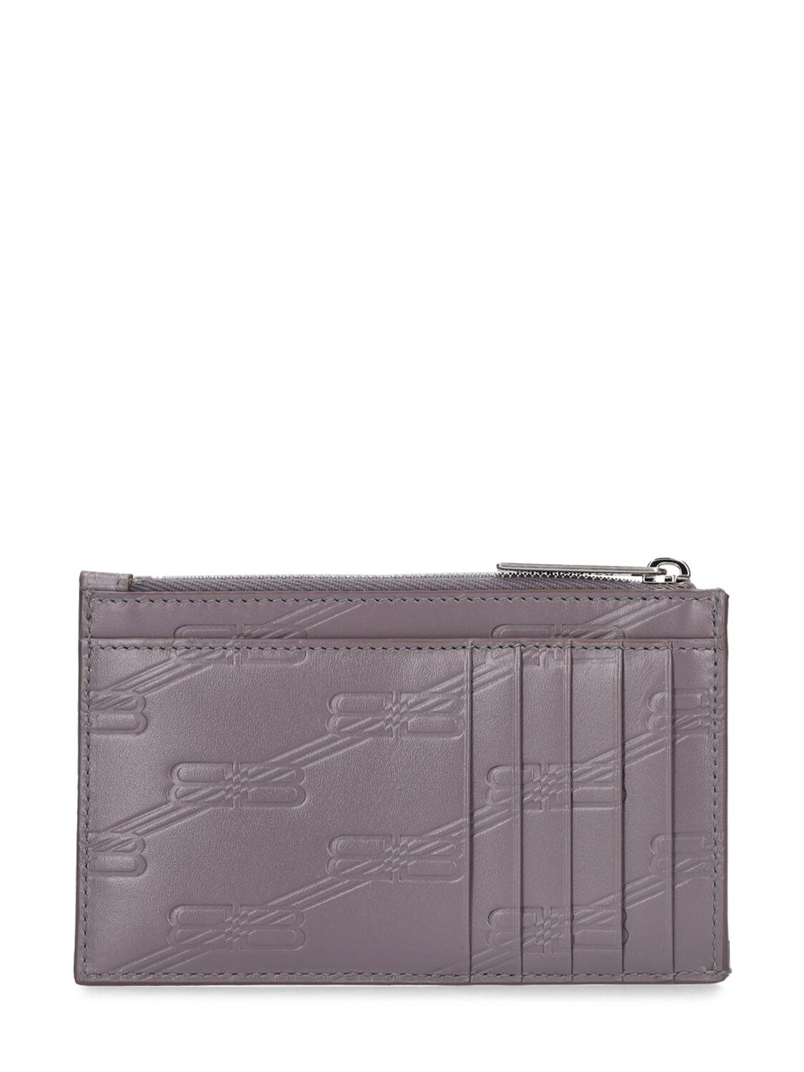 Shop Balenciaga Bb Monogram Leather Wallet In Dark Grey