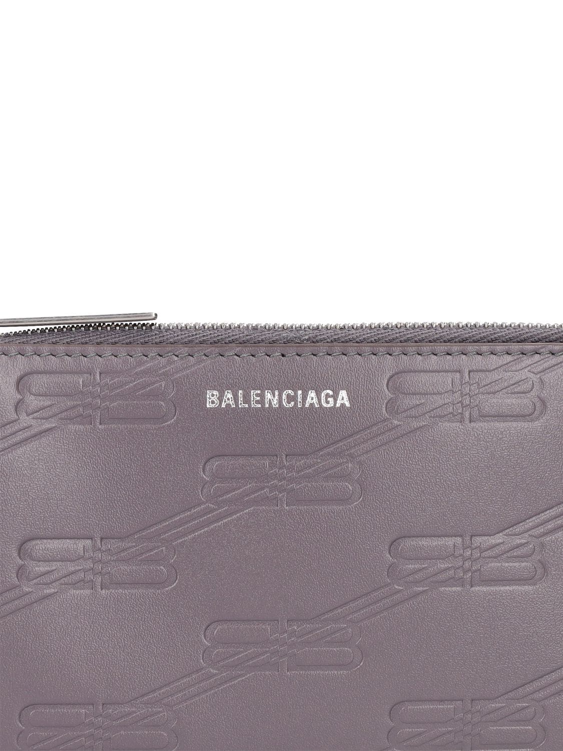 Shop Balenciaga Bb Monogram Leather Wallet In Dark Grey