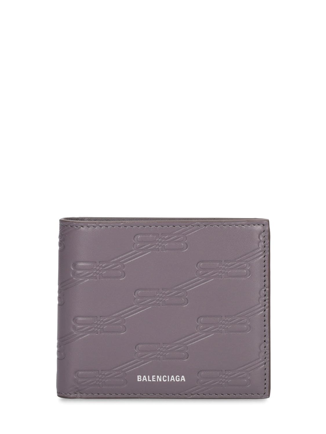 Balenciaga Bb Monogram Leather Billfold Wallet In Dark Grey