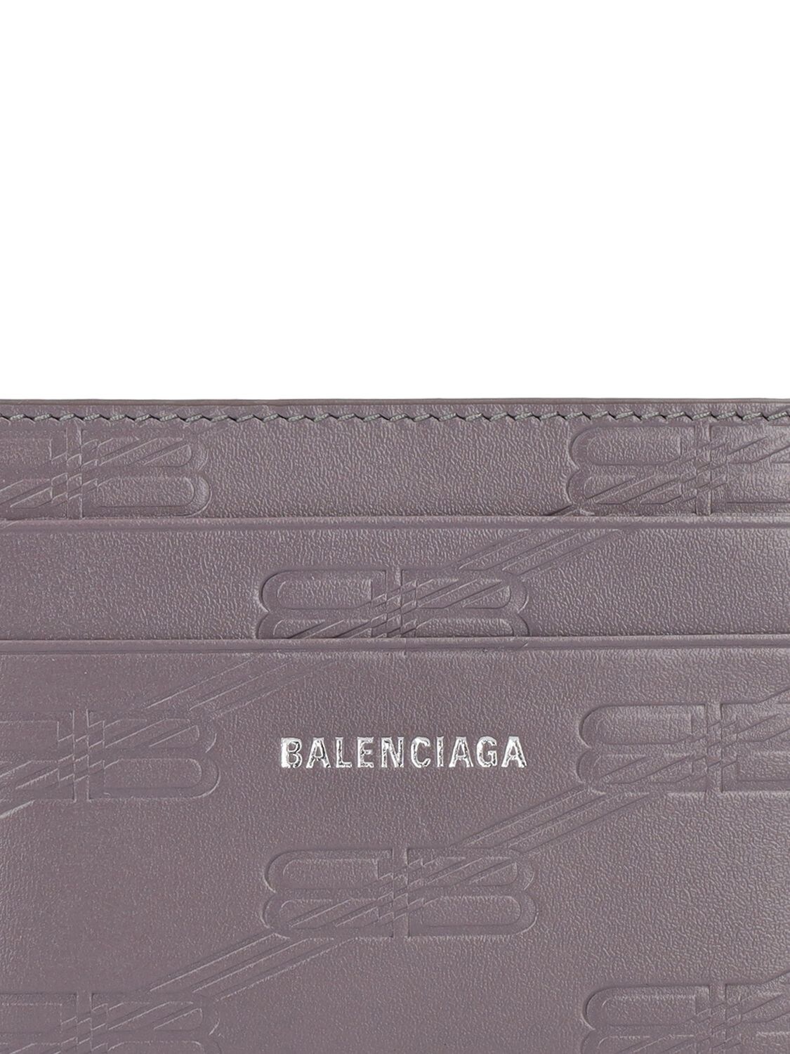 Shop Balenciaga Bb Monogram Leather Card Case In Dark Grey
