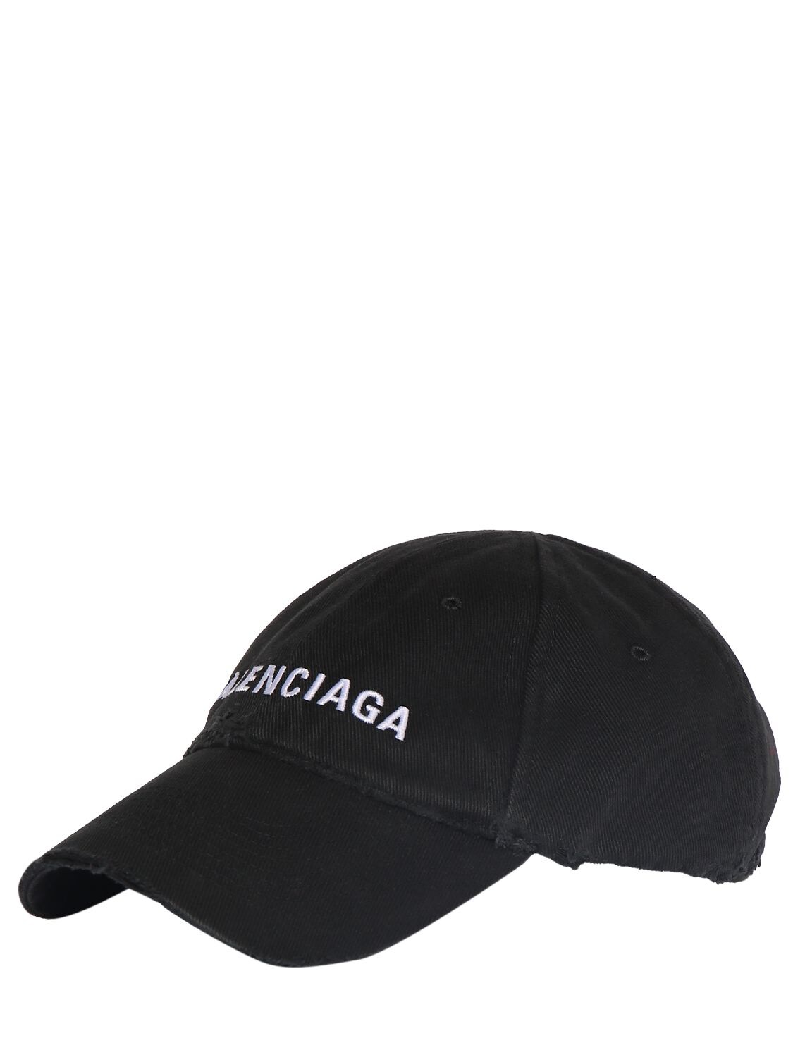 Shop Balenciaga Logo Cotton Cap In Black,white