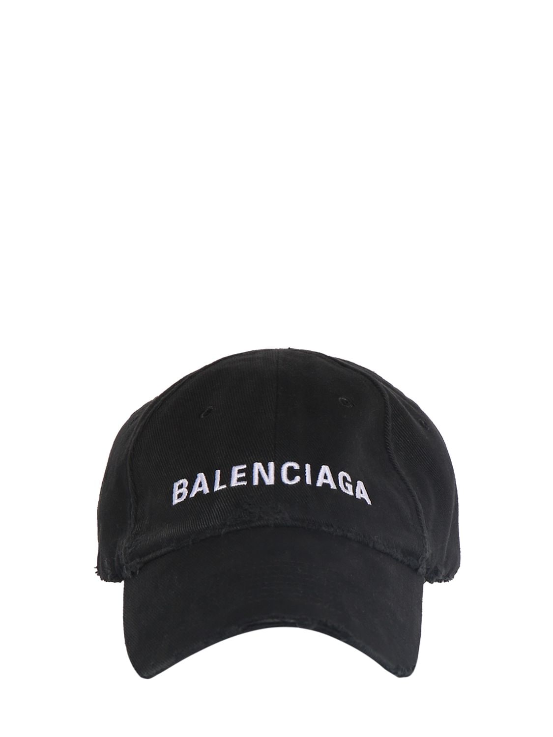 Balenciaga Logo Cotton Cap In Black,white