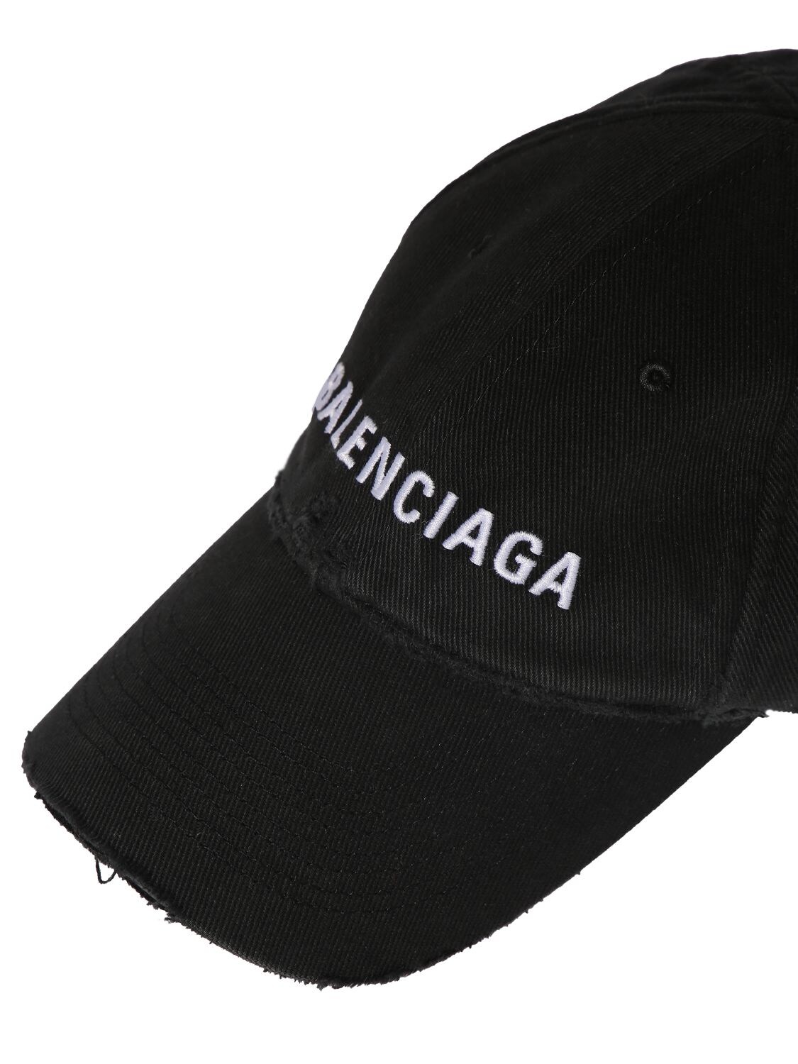 Shop Balenciaga Logo Cotton Cap In Black,white