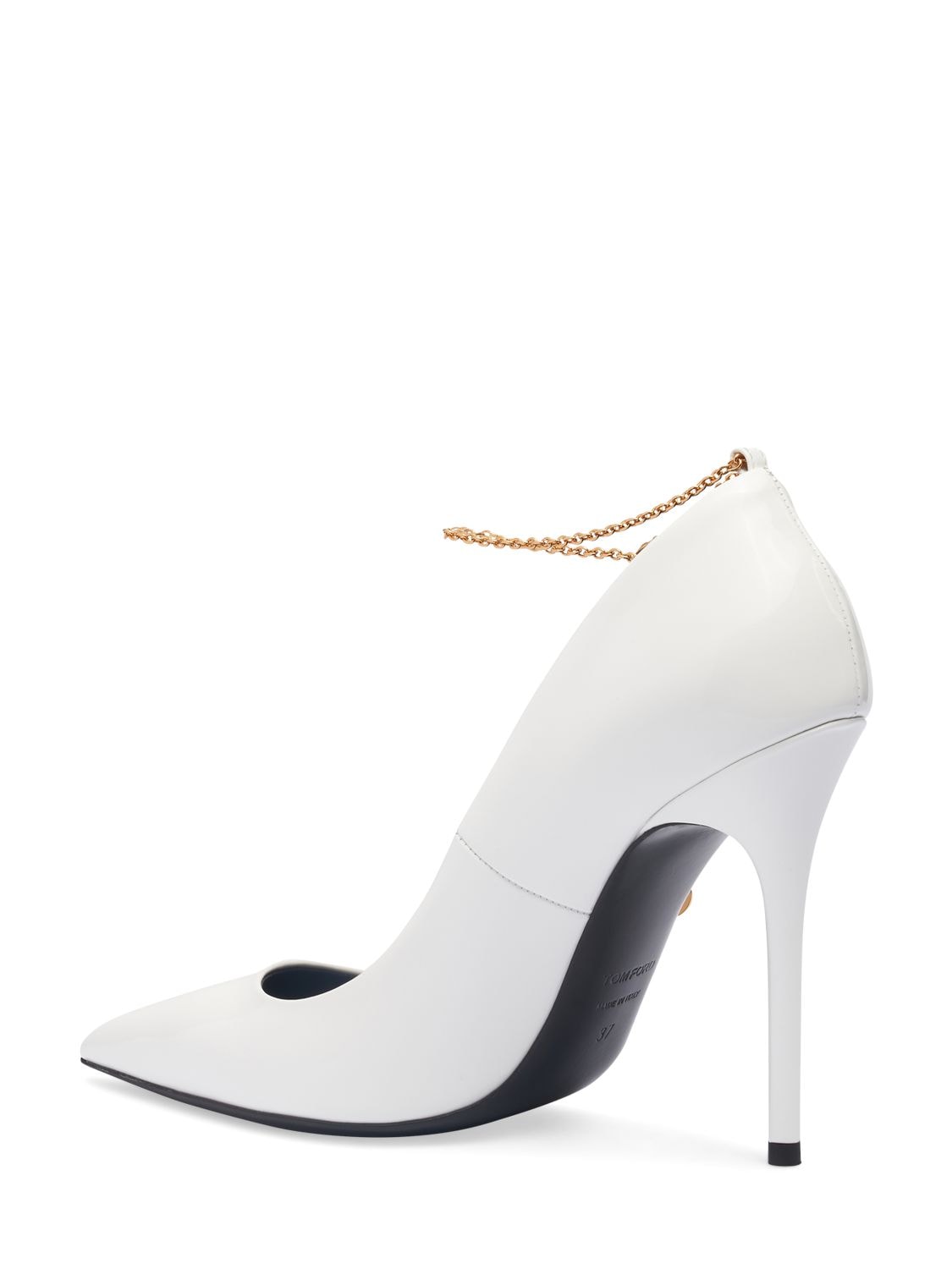 Shop Tom Ford 105mm Patent Leather Pumps In White