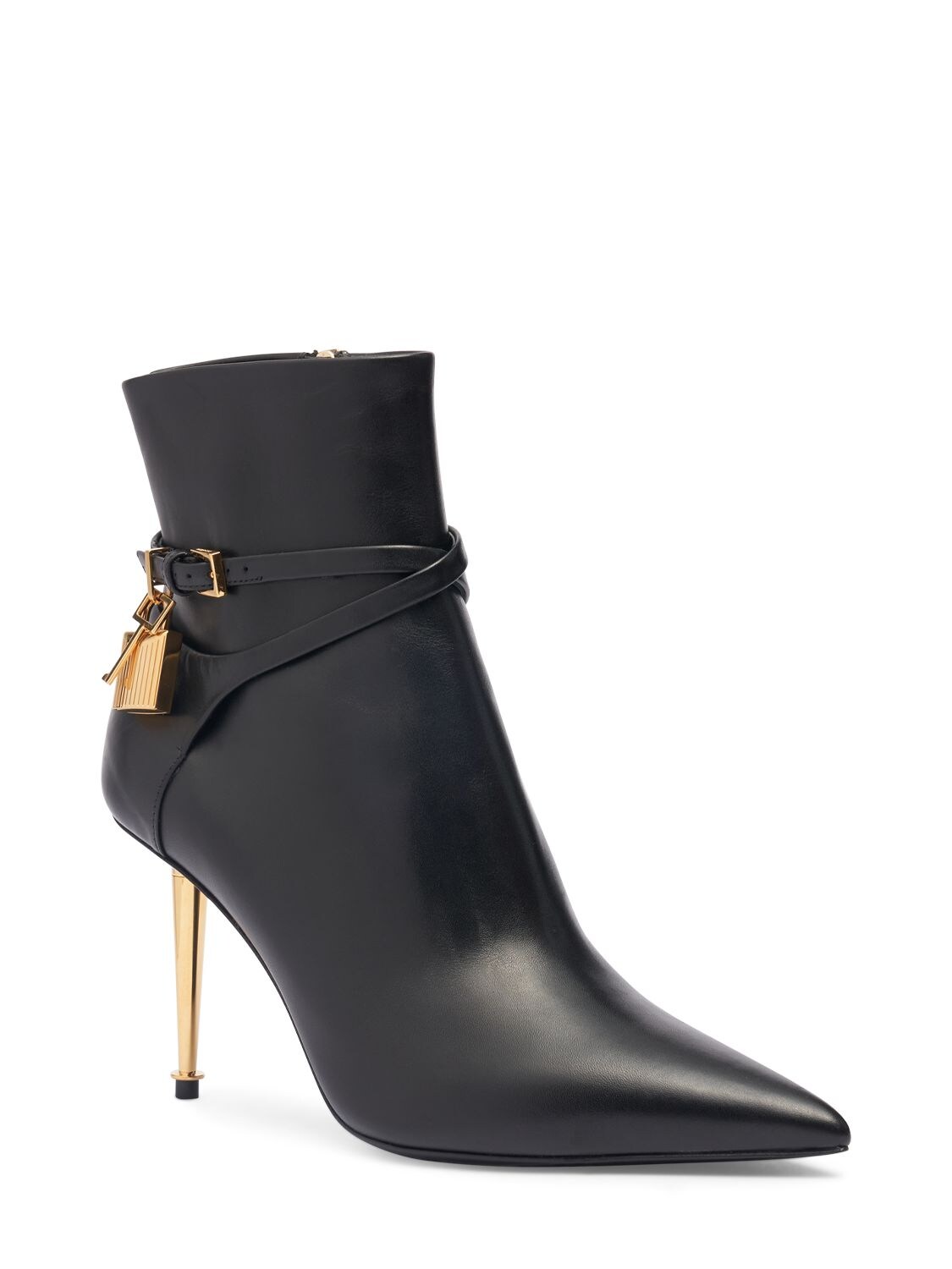 Shop Tom Ford 85mm Padlock Leather Ankle Boots In Black