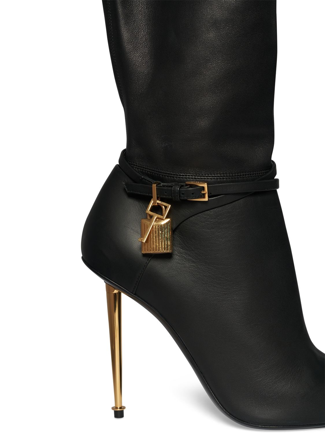 Shop Tom Ford 105mm Padlock Leather Over-the-knee Boot In Black