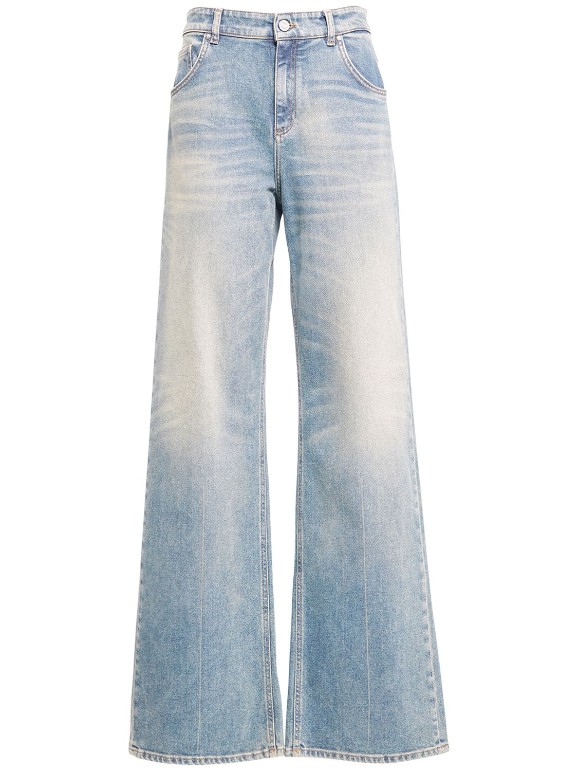 Blumarine Denim Medium Waist Wide Leg Jeans In Blue