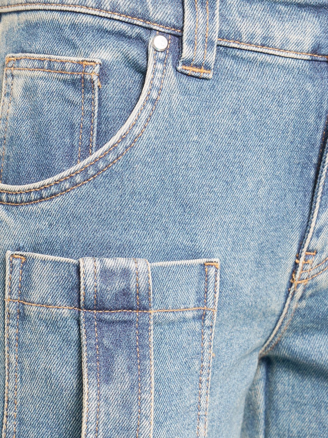 Shop Blumarine Denim Low Waisted Straight Cargo Jeans In Blue
