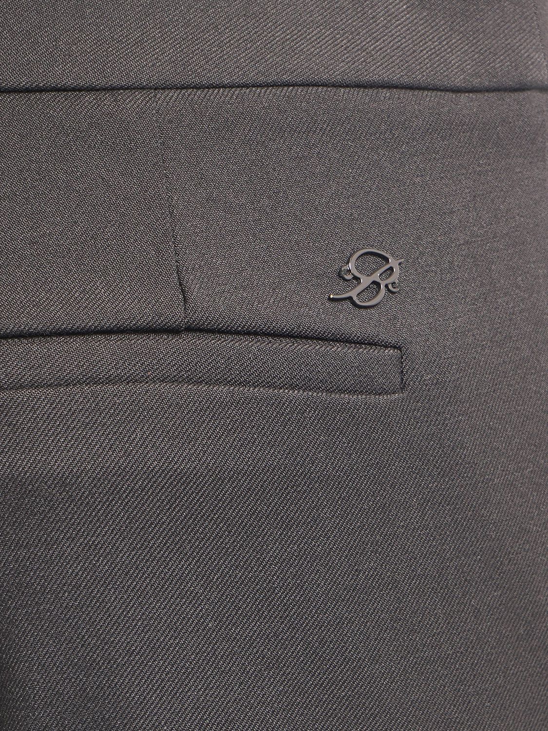Shop Blumarine Wool Crepe Low Waisted Flared Pants In Black