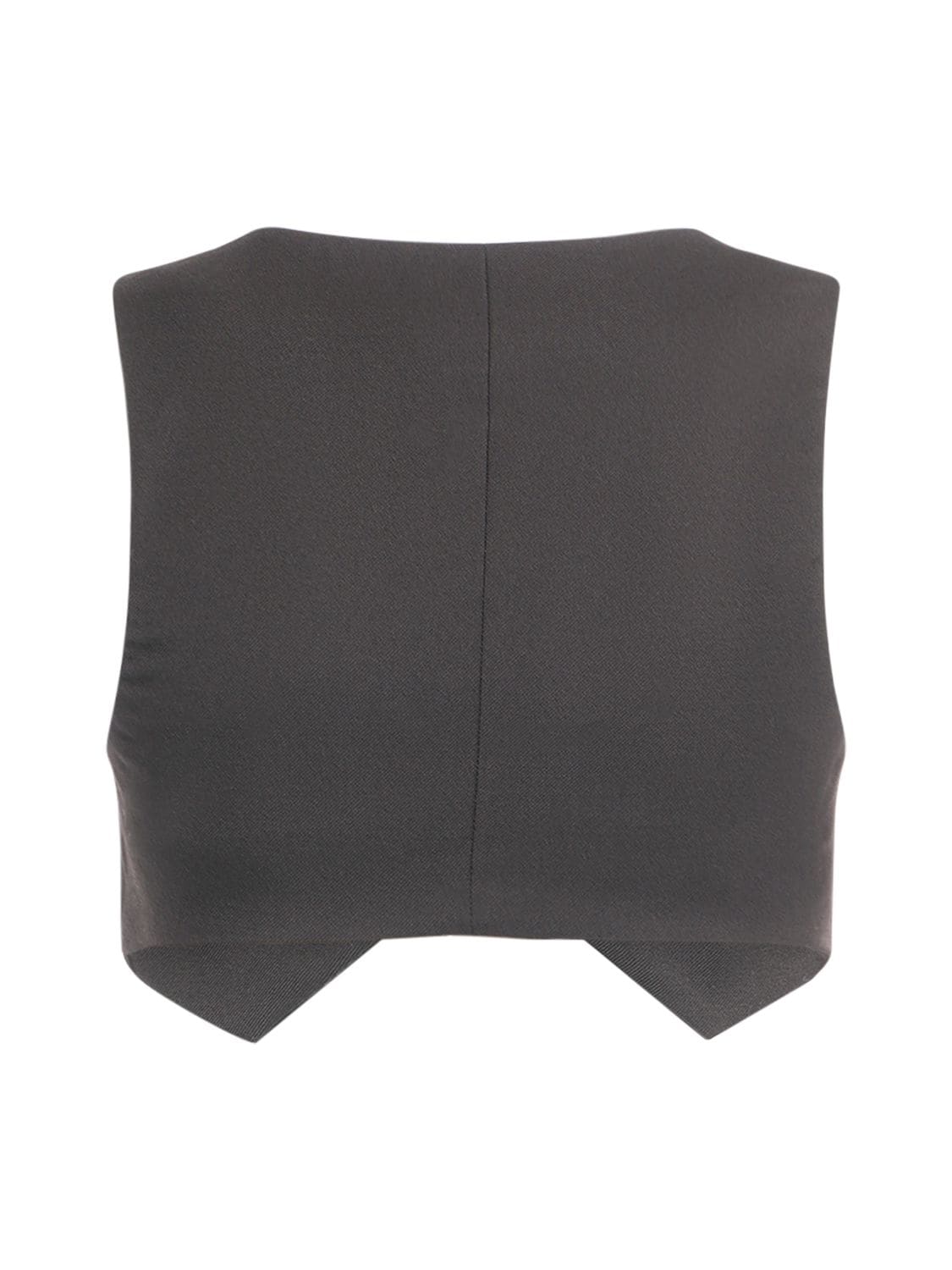 Shop Blumarine Wool Crepe Cropped Vest W/ Buttons In Black