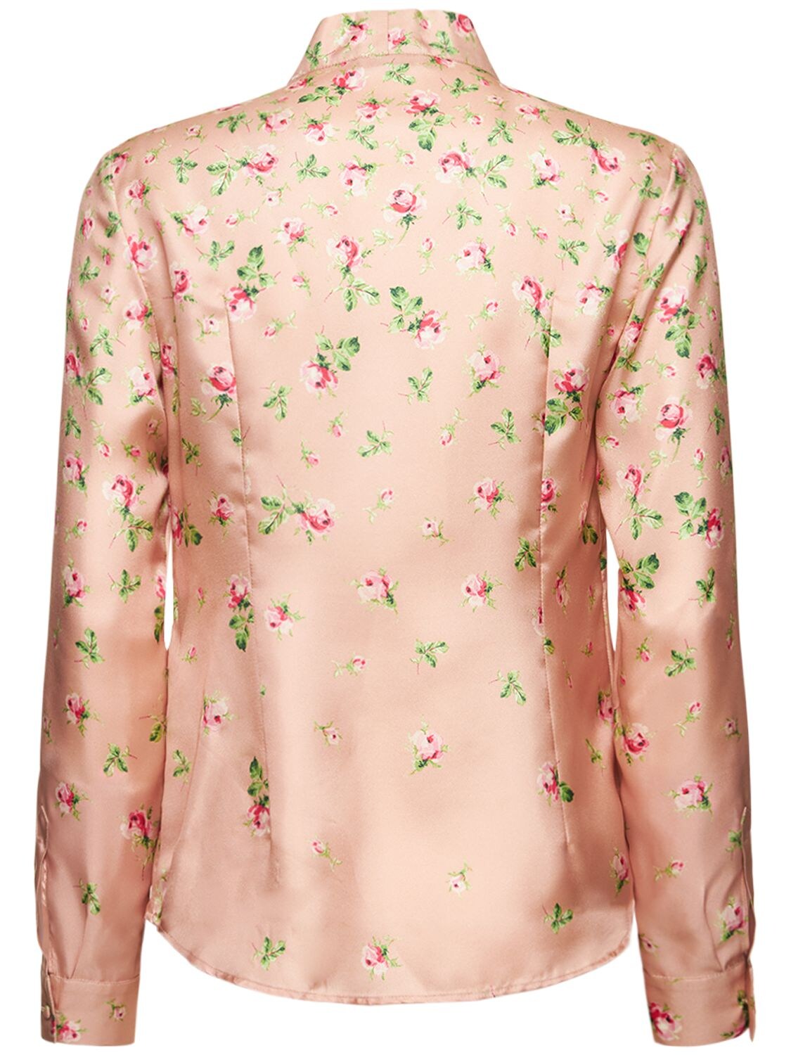 Shop Red Valentino Floral Printed Silk Self-tie Shirt In Pink,multi
