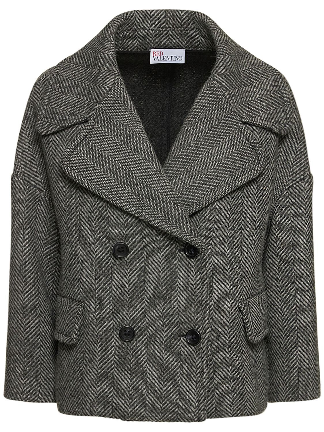 Wool Herringbone Double Breasted Coat – WOMEN > CLOTHING > COATS