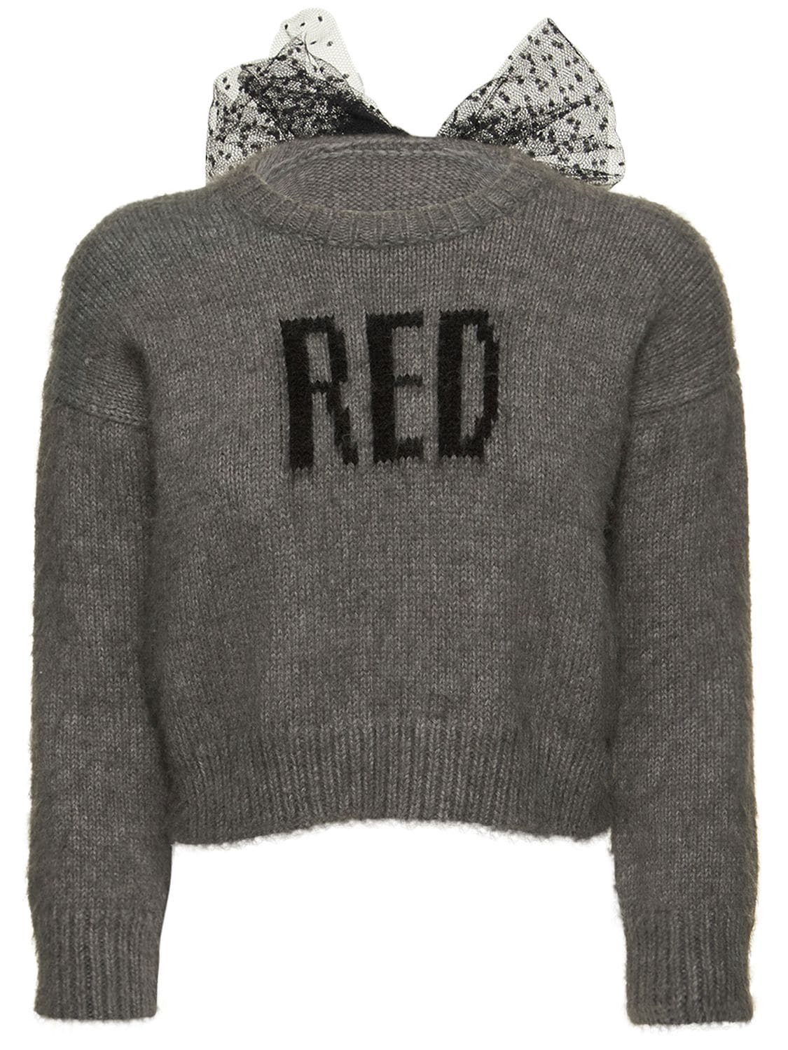 RED VALENTINO MOHAIR BLEND KNIT SWEATER W/ BOW