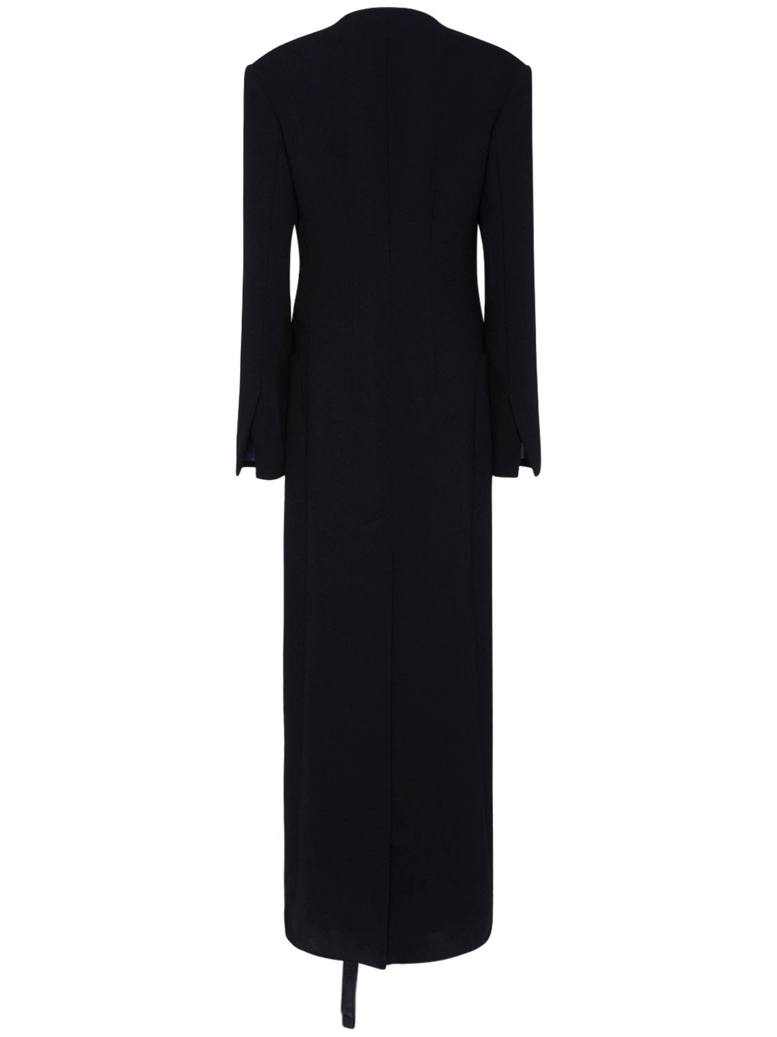 Shop Nensi Dojaka Wool Cady Self-tie Long Coat In Black