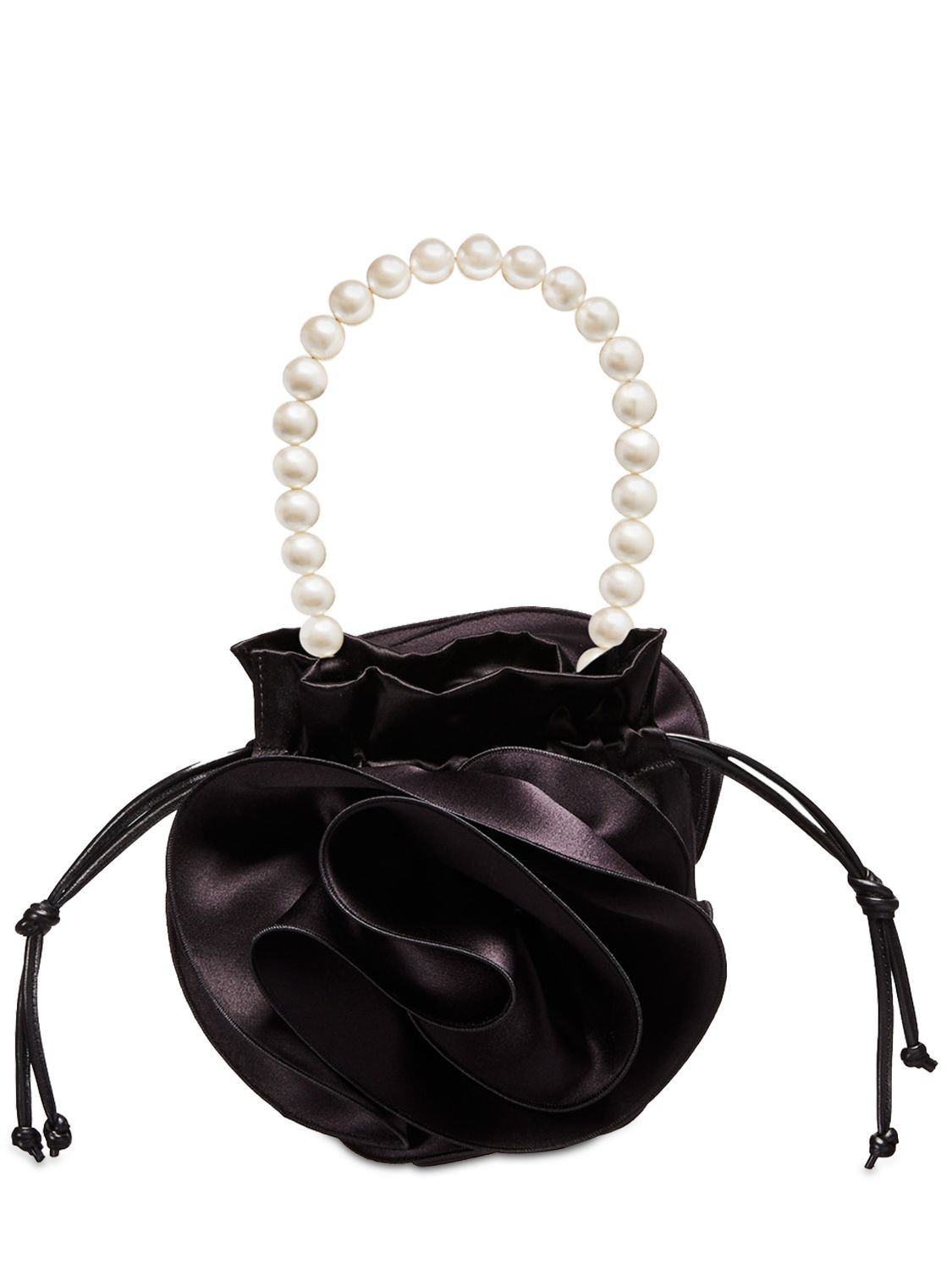Magda Butrym Magda Satin & Leather Top Handle Bag In Black