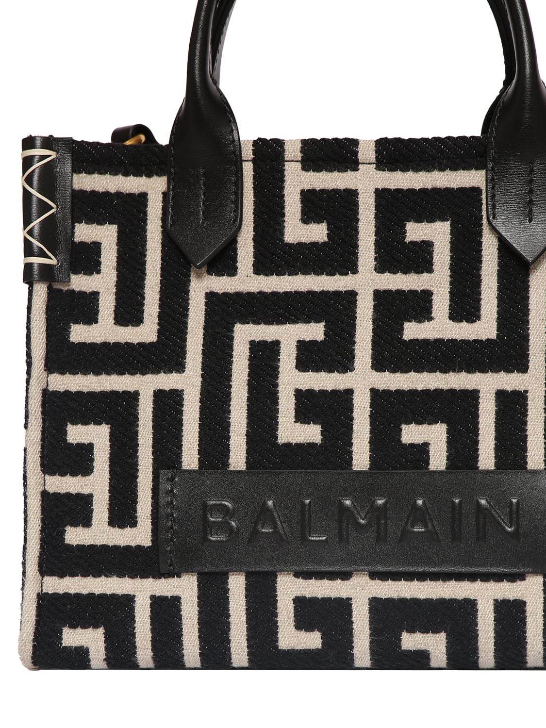 Shop Balmain B-army Monogram Jacquard Tote Bag In Gfe Ivoire,noir