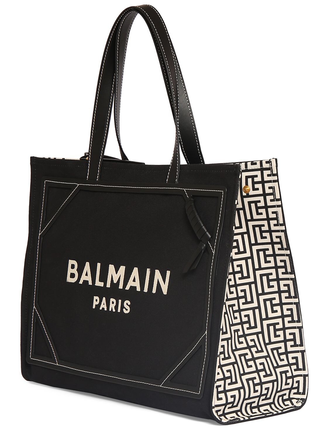 BALMAIN B-ARMY MONOGRAM CANVAS TOTE BAG 