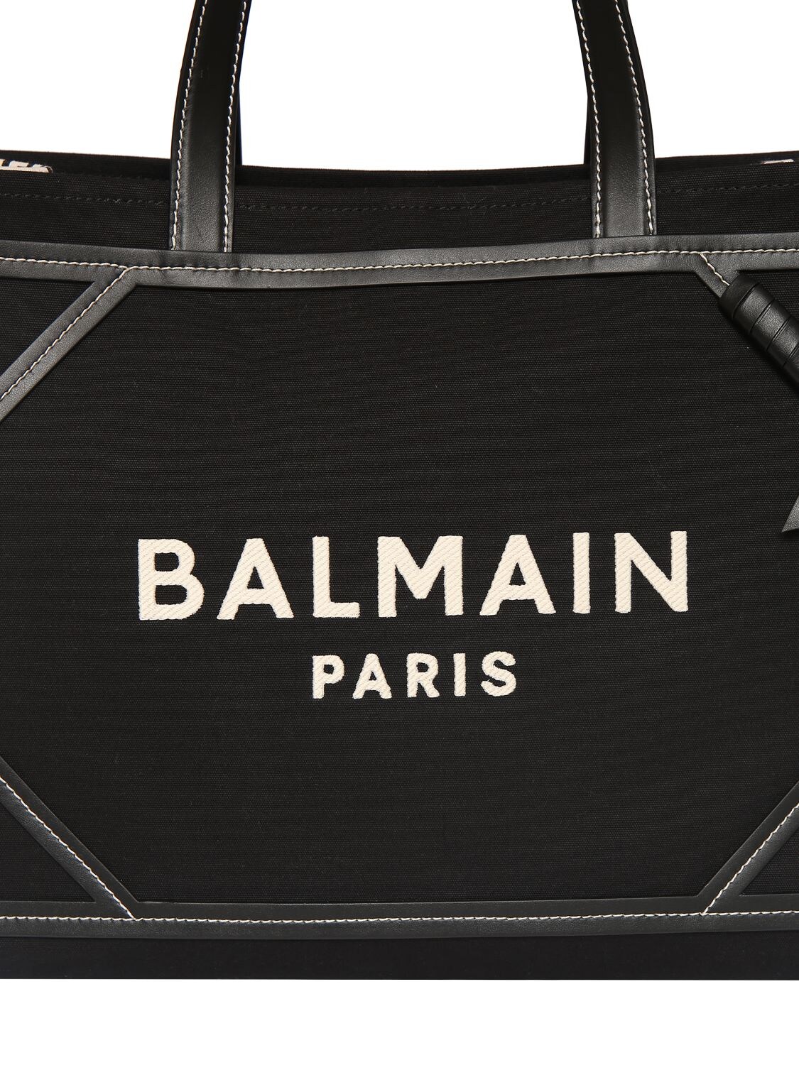 Shop Balmain B-army Monogram Canvas Tote Bag In Gfe Ivoire,noir