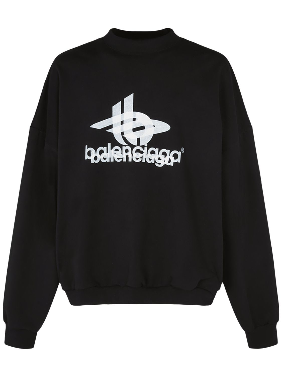Shop Balenciaga Layered Sports Cotton Sweatshirt In Black