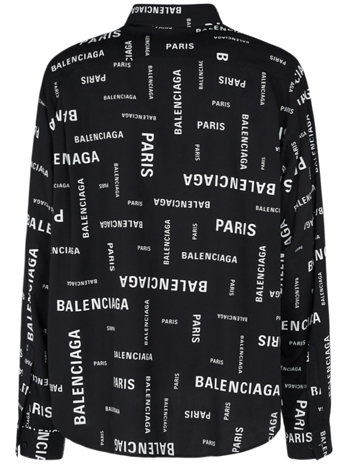 Shop Balenciaga Paris Allover Viscose Poplin Shirt In Black,white