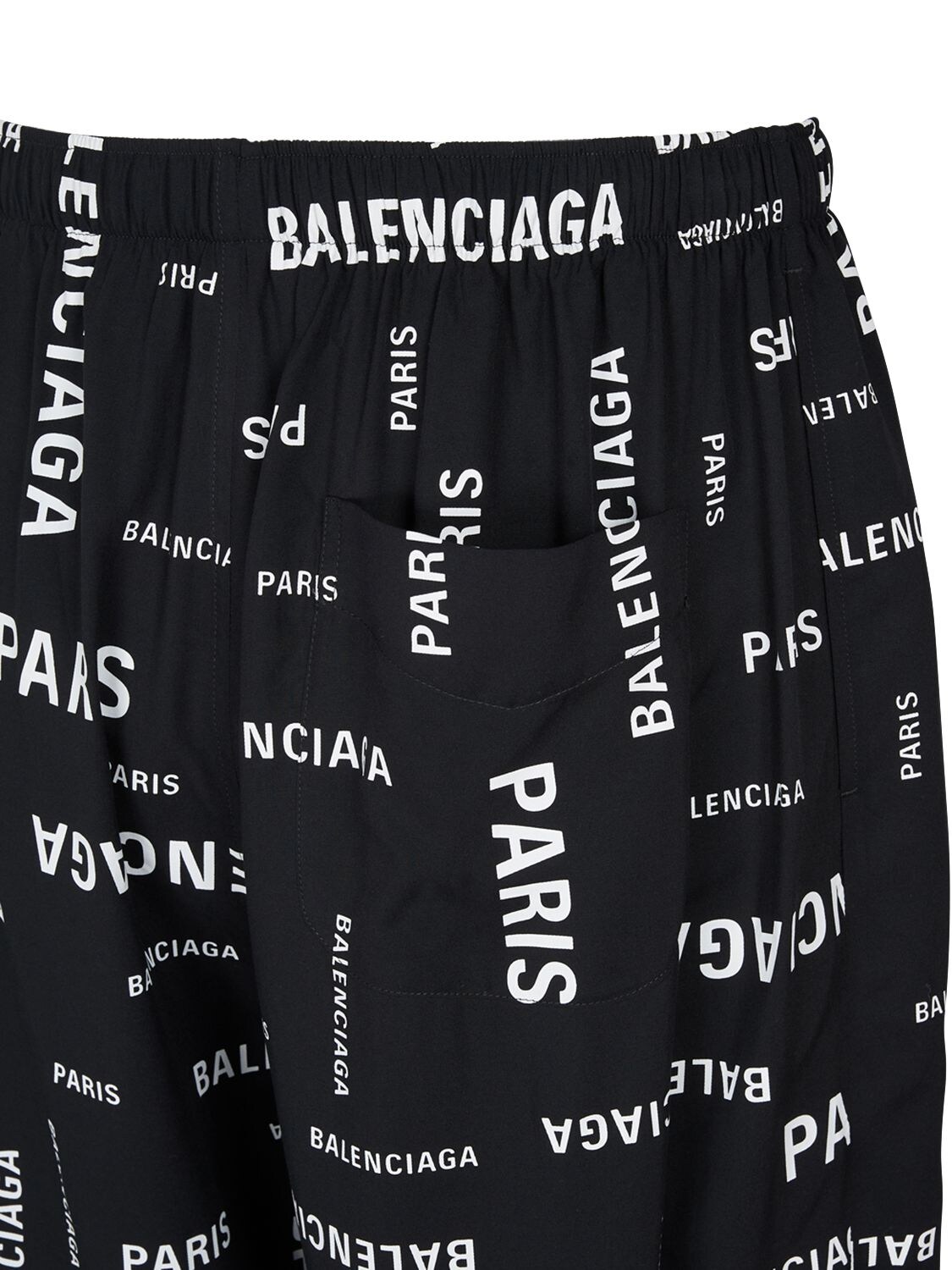 Shop Balenciaga Paris Allover Viscose Poplin Pants In Black,white