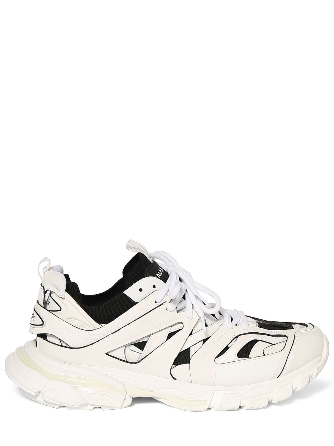 Balenciaga Track Sock Contrasted Sneakers In White,black