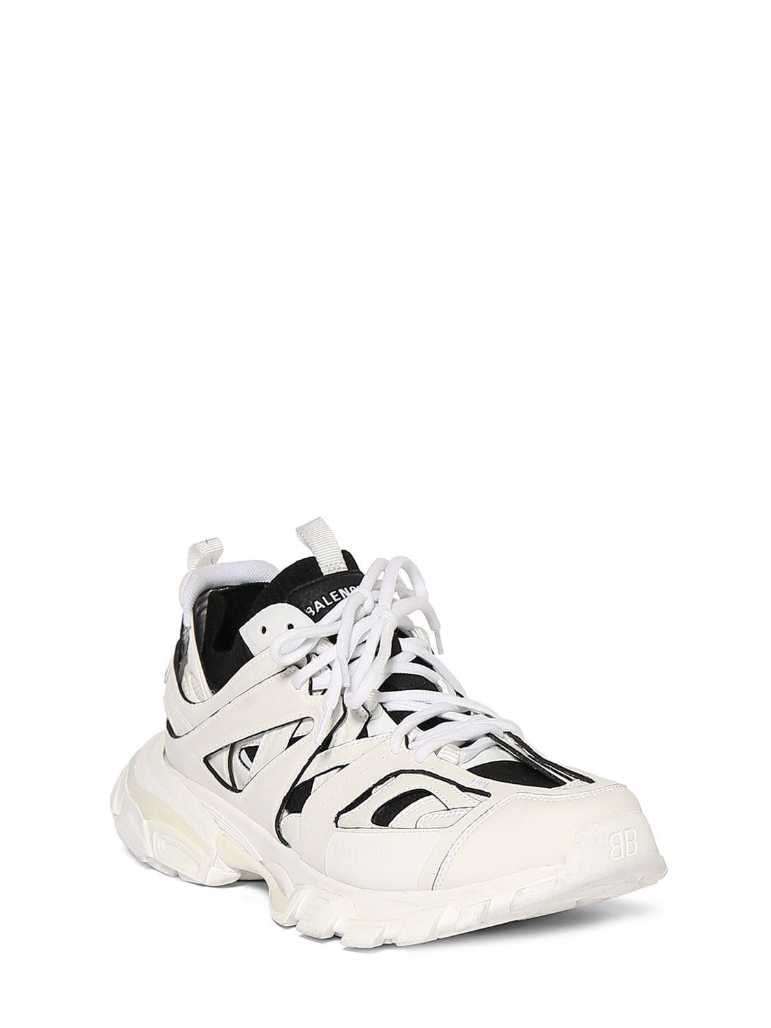 Shop Balenciaga Track Sock Contrasted Sneakers In White,black
