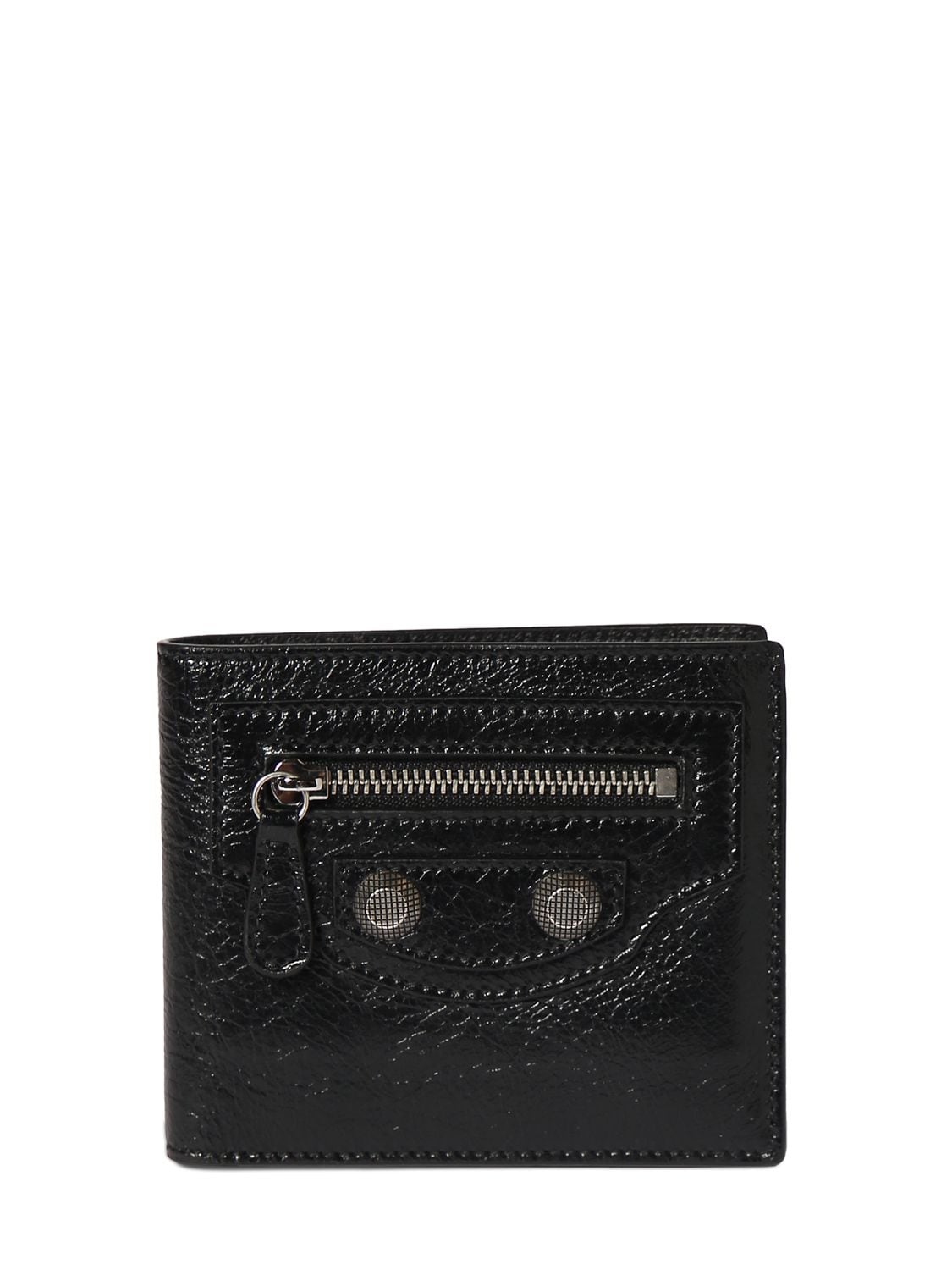 Balenciaga Le Cagole Embellished Textured-leather Billfold Wallet In Black